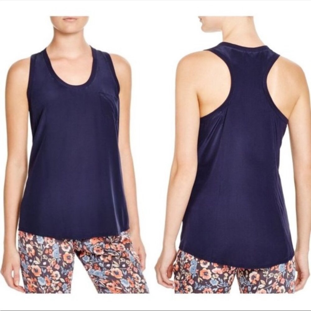 Joie Navy Silk Racerback Tank